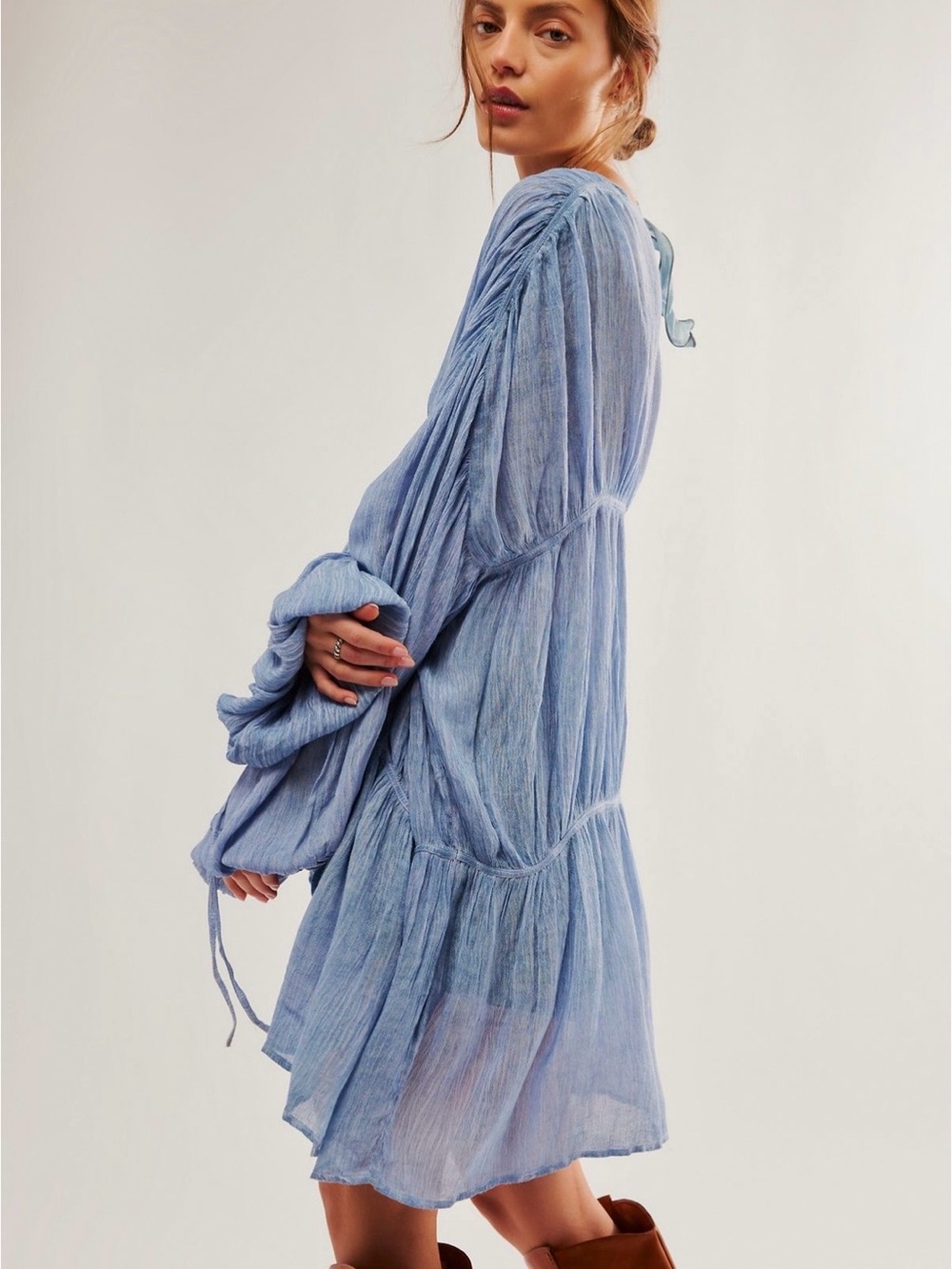 Free People Light Blue Gauze Swim Coverup - Picture 4 of 11